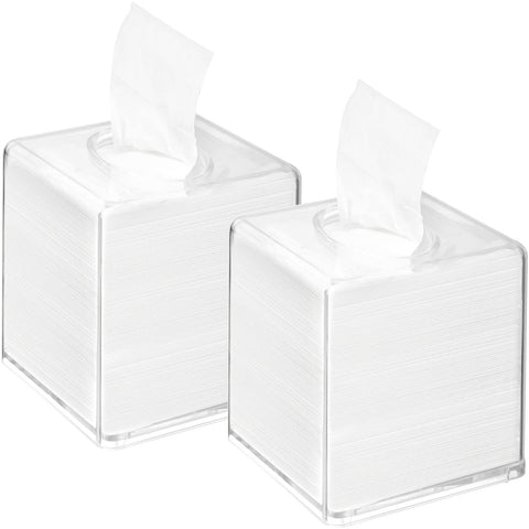 Yopay 2pack clear tissue dispensers front view for tidy countertops