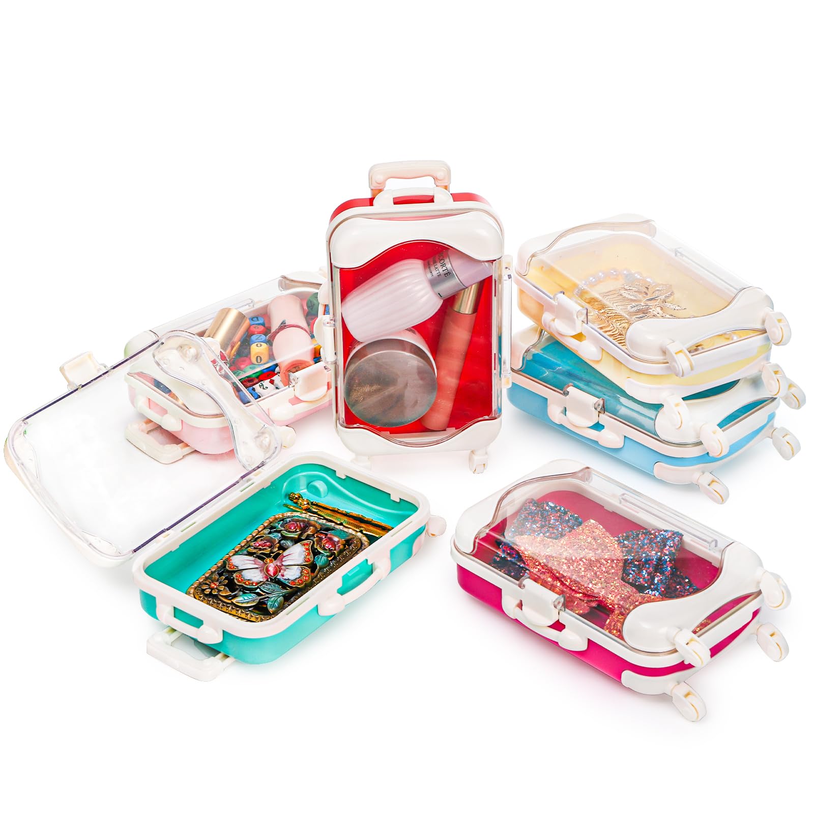 Yopay mini suitcase candy box rose red clear lid shows contents