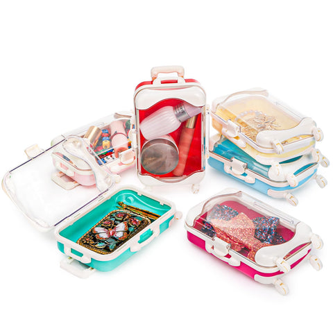 Yopay mini suitcase candy box rose red clear lid shows contents