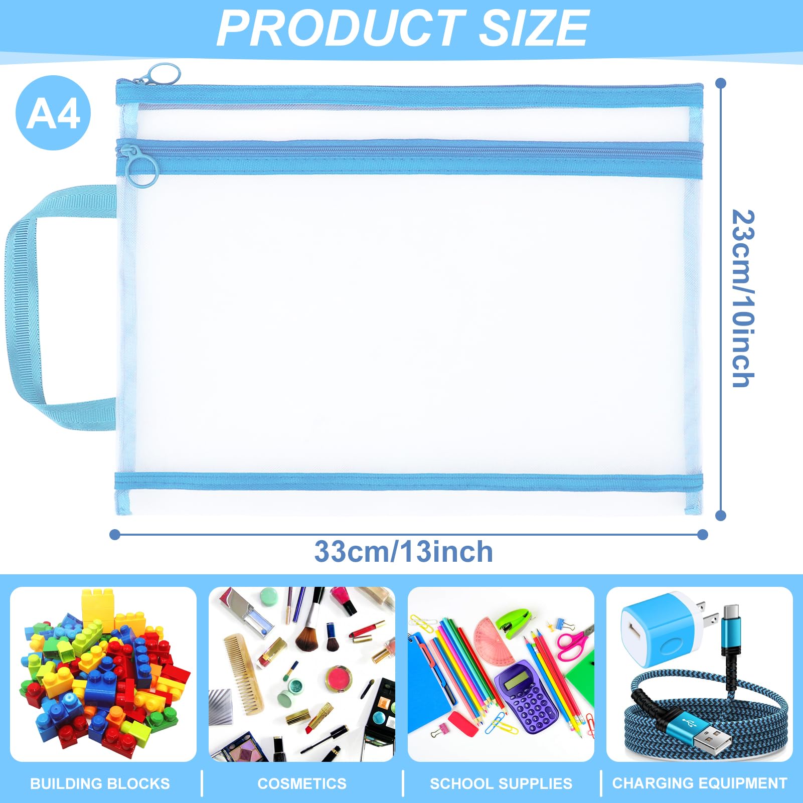 YOPCDJ double layer mesh pockets separating items for study or play