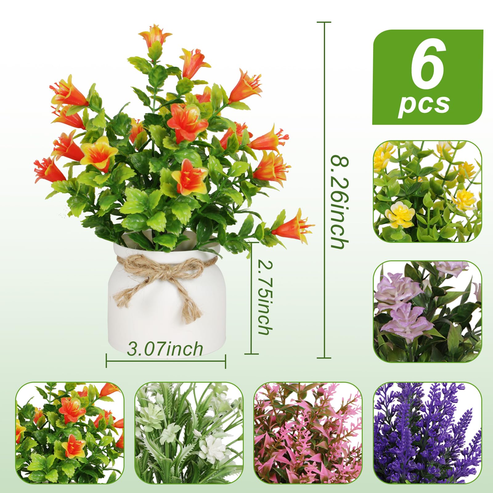 Yoratee faux bouquet in pots; rustic bows elevate shelf styling.