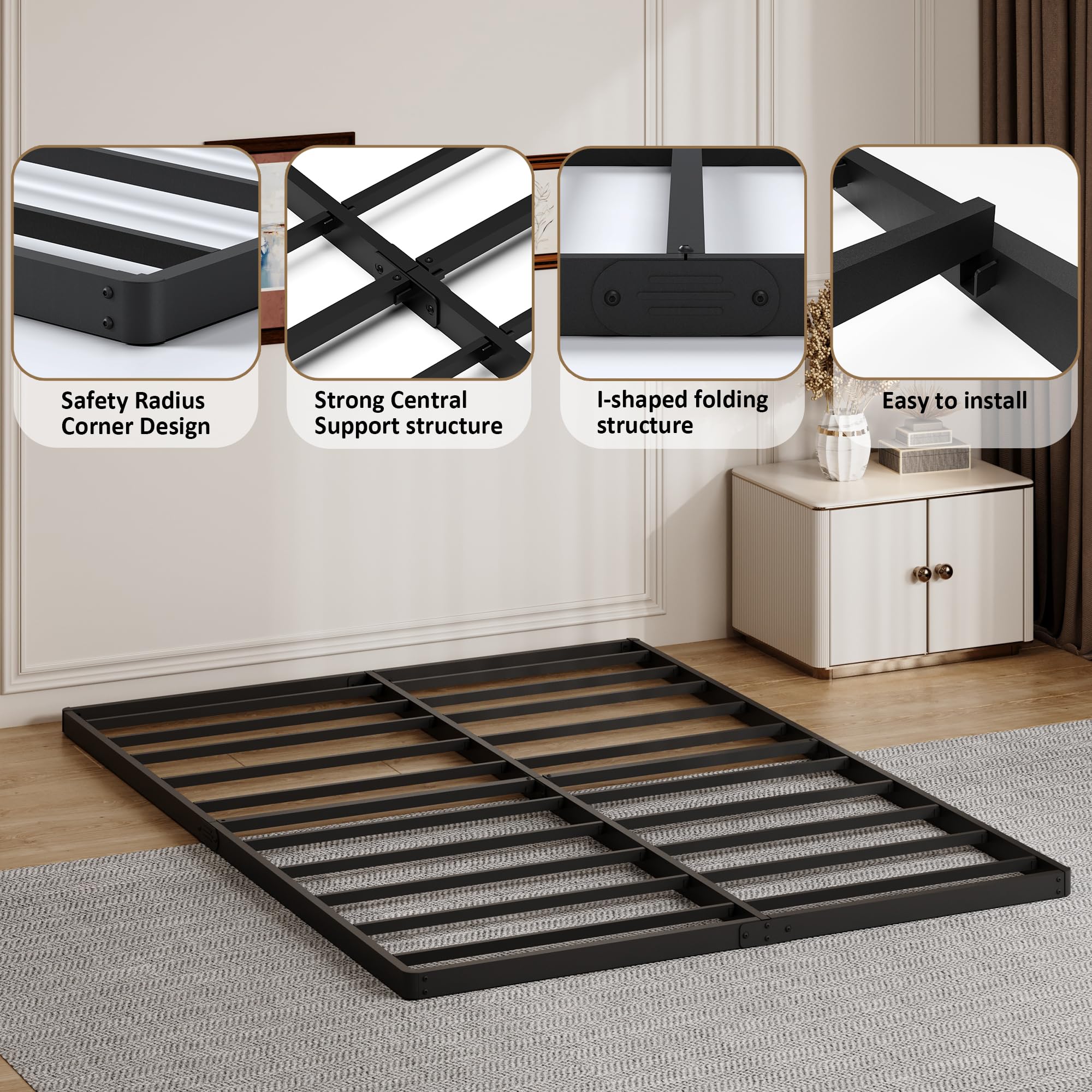 YORMDMO 2 Inch Queen Bunkie Board fabric cover closeup for easy cleaning and clean look