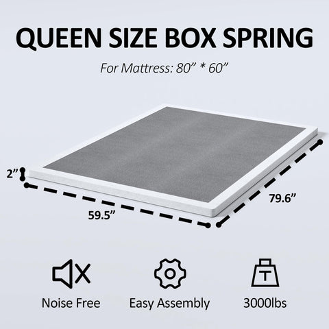 YORMDMO 2 Inch Queen Bunkie Board side view highlighting compact height and sturdy frame for easy placement
