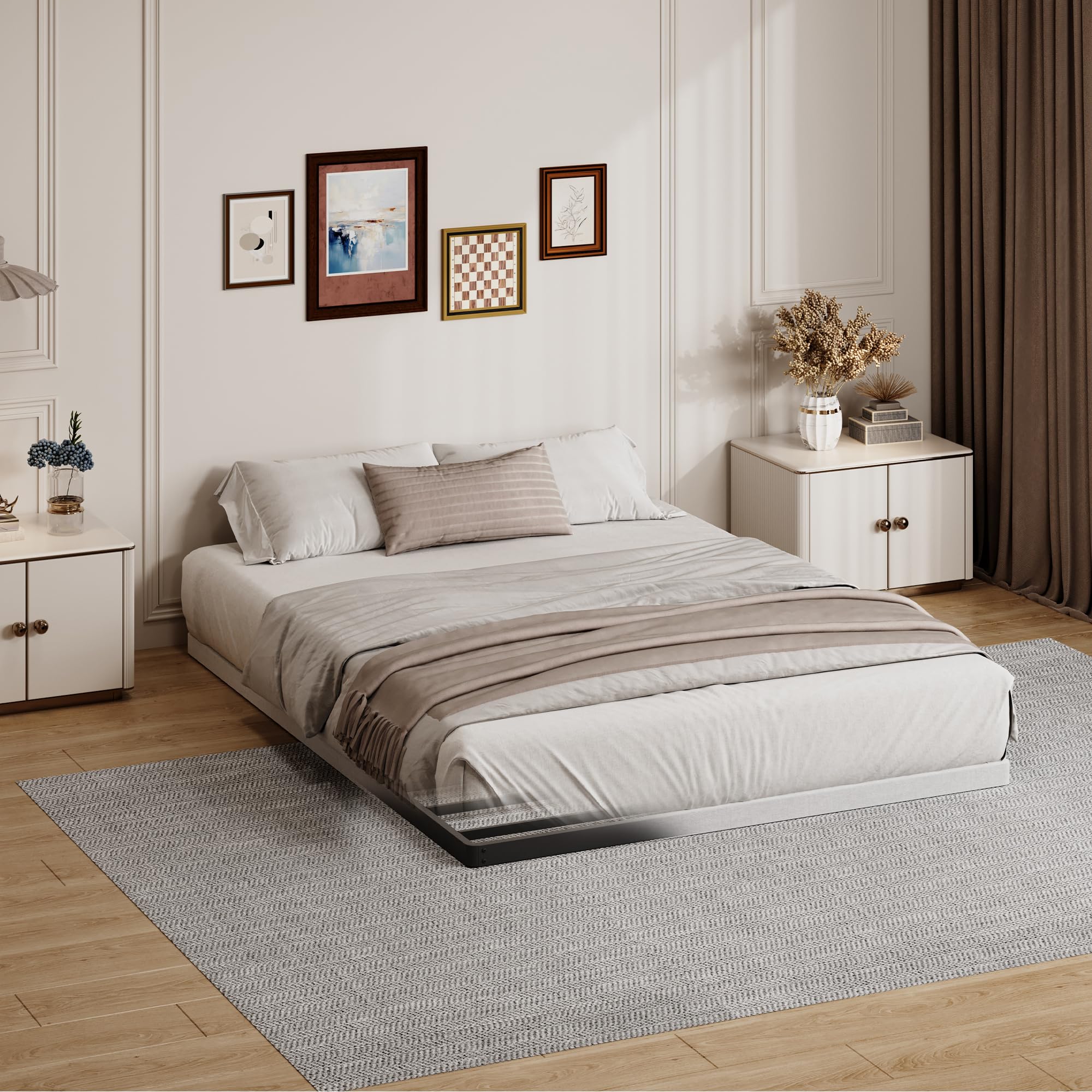 YORMDMO 2 Inch Queen Bunkie Board top view illustrating compact packaging and neat fabric