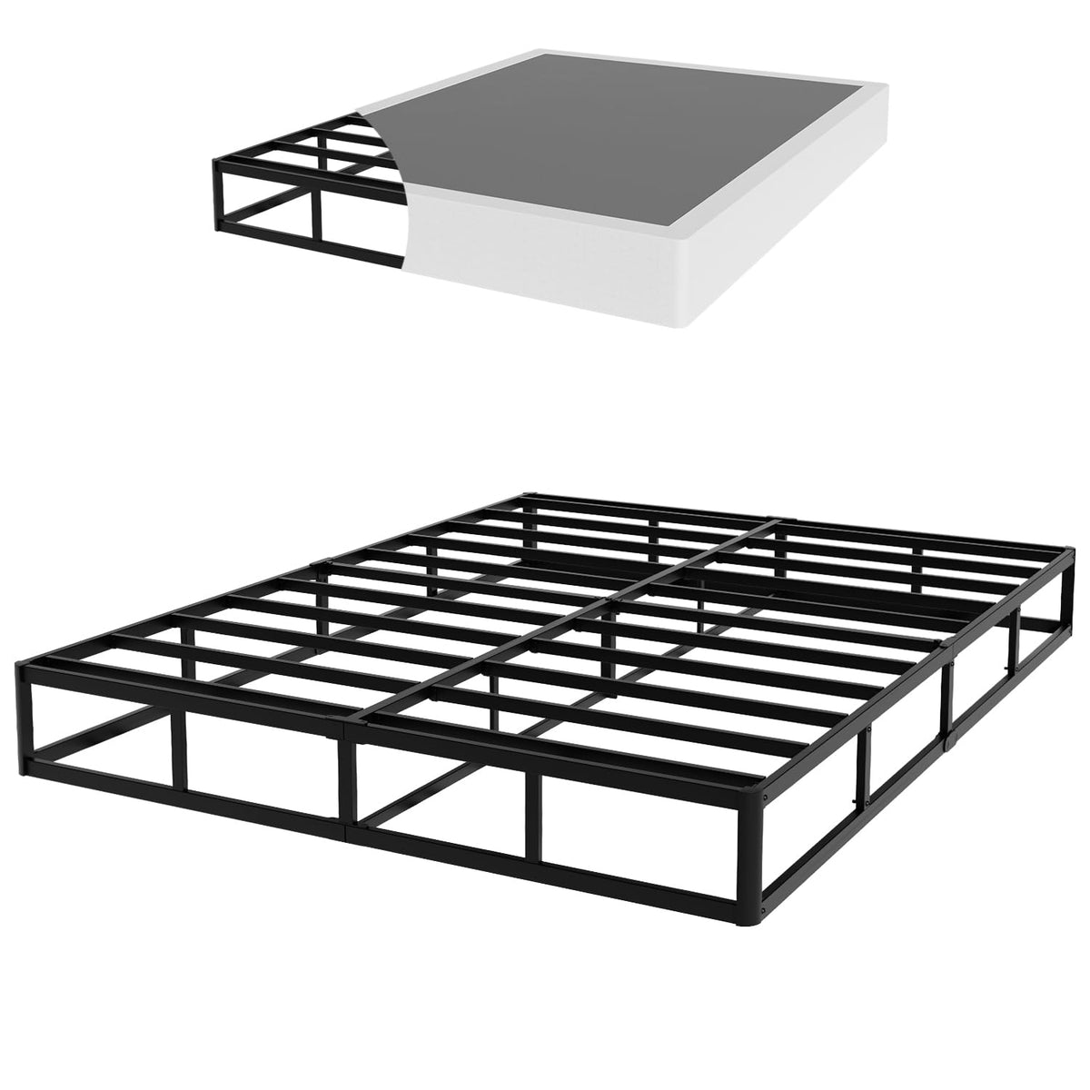 YORMDMO 9-inch full box spring front view demonstrating sturdy support for even weight distribution.
