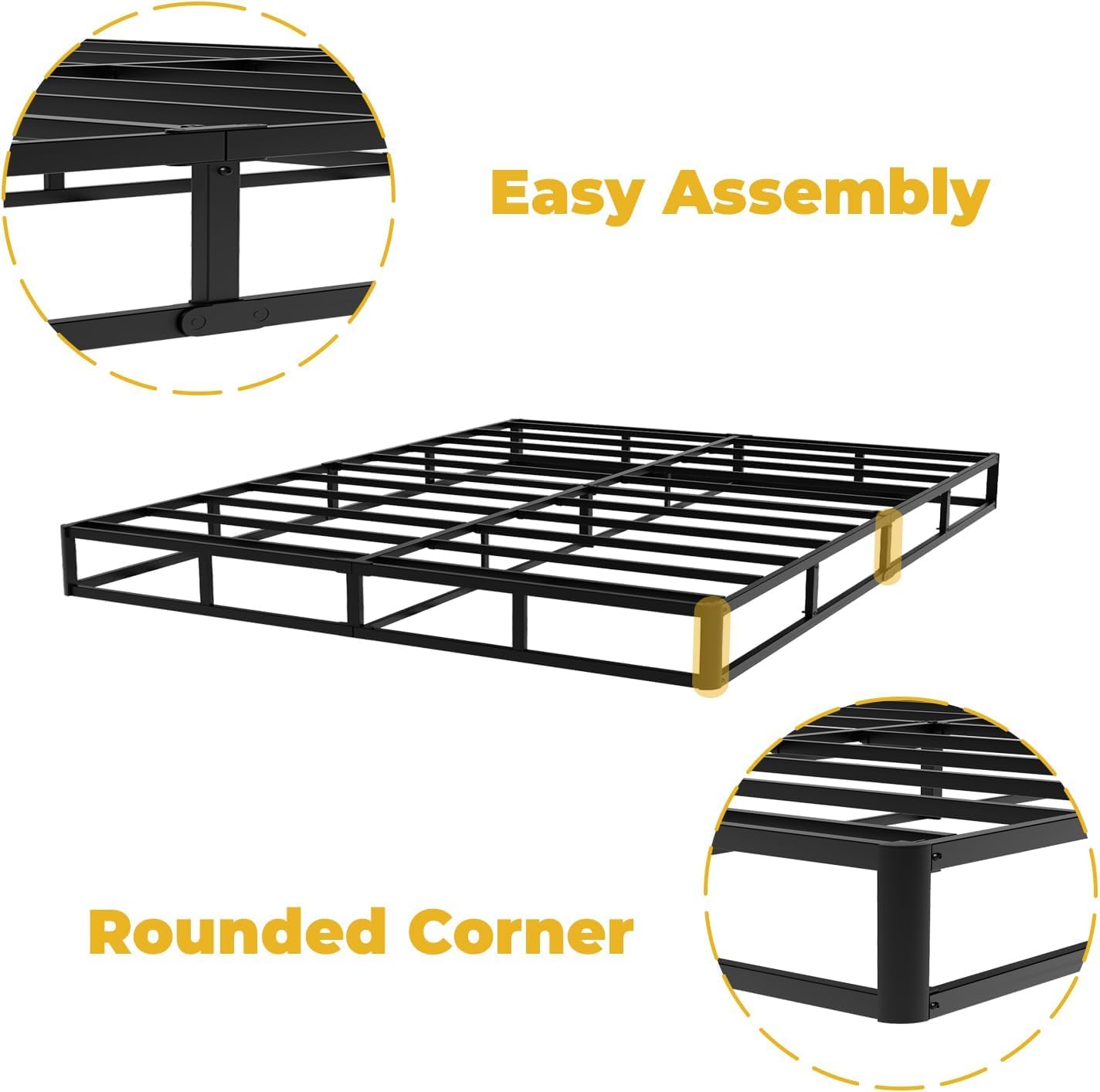 YORMDMO box spring 5-inch low-profile height fits under existing bed frames.