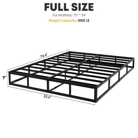 YORMDMO heavy-duty metal foundation side view showcasing durable frame for long-lasting sleep.
