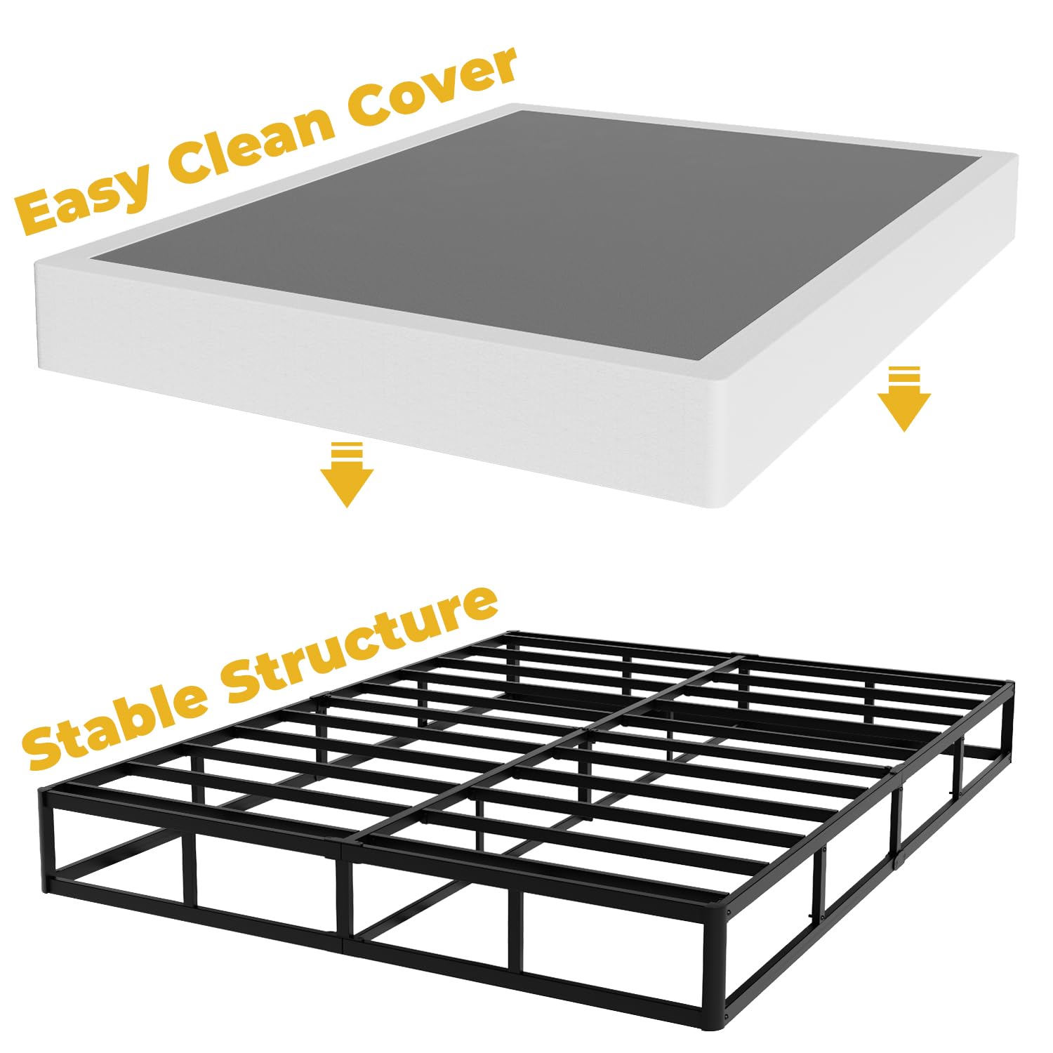 YORMDMO noise-free box spring design reduces squeaks for peaceful nights