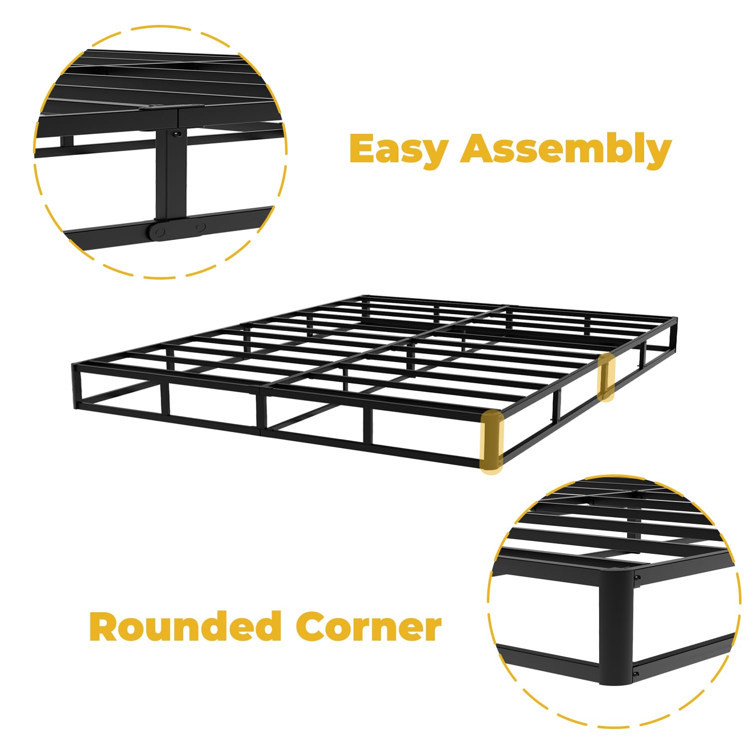 YORMDMO queen bed setup offers a neat, stable foundation