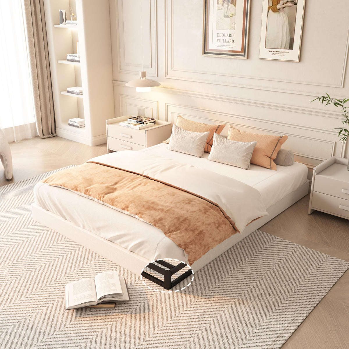 YORMDMO queen box spring fabric cover close-up for easy cleaning and refreshed appearance