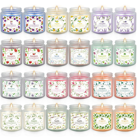 YOROXRG 24-pack candles with assorted fragrances for versatile home ambiance