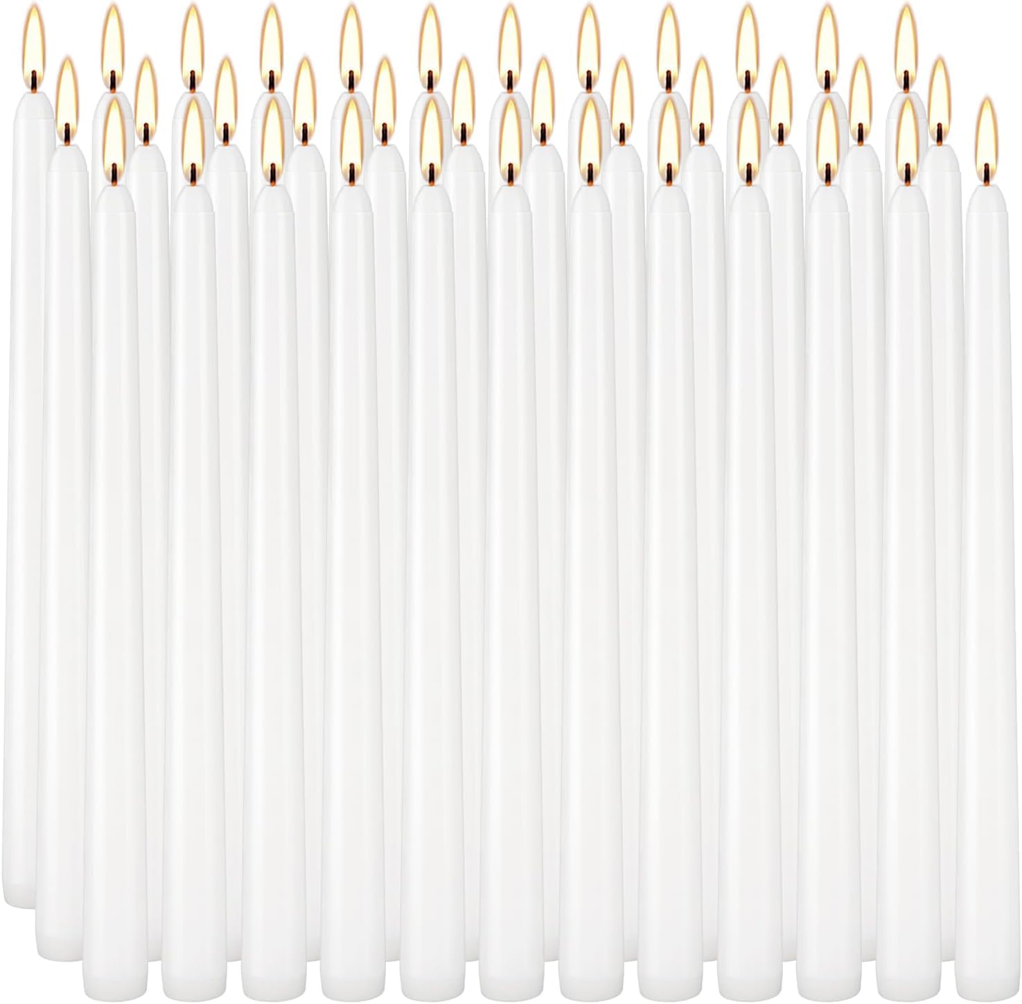 YOROXRG 36-pack white taper candles in 10 inches, ideal for wedding centerpieces.
