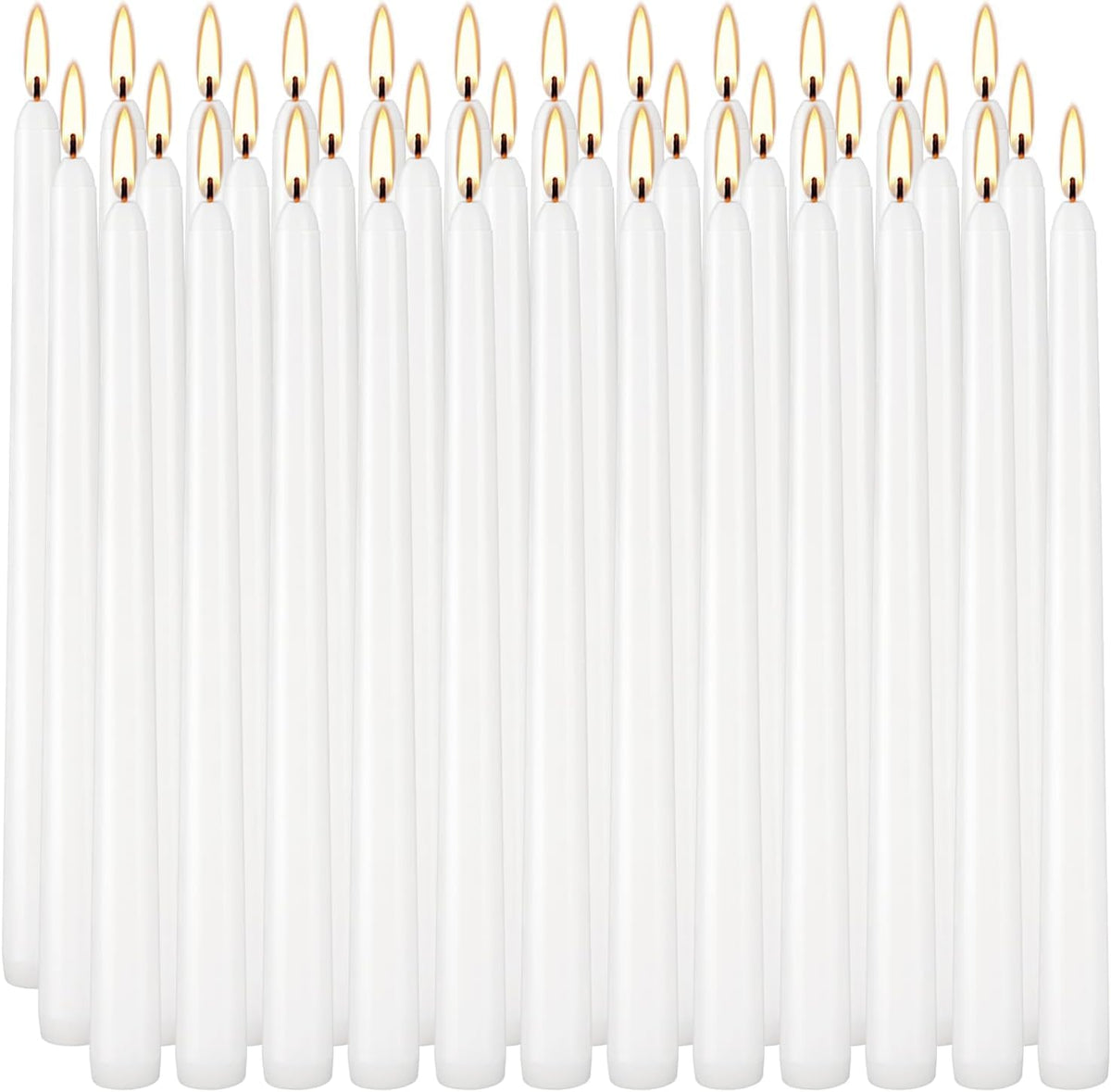 YOROXRG 36-pack white taper candles in 10 inches, ideal for wedding centerpieces.
