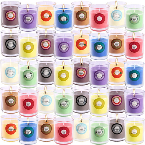 YOROXRG 40-pack scented candles in glass jars for clean, long-lasting fragrance.