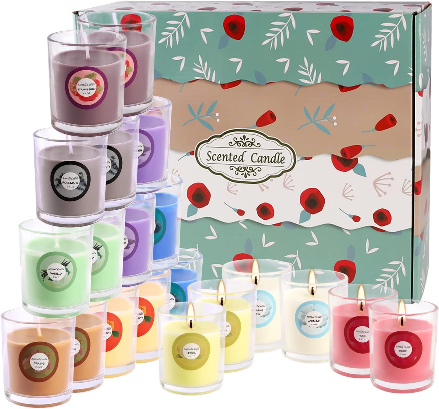 YOROXRG jasmine candle in a glass jar adding bright floral notes.