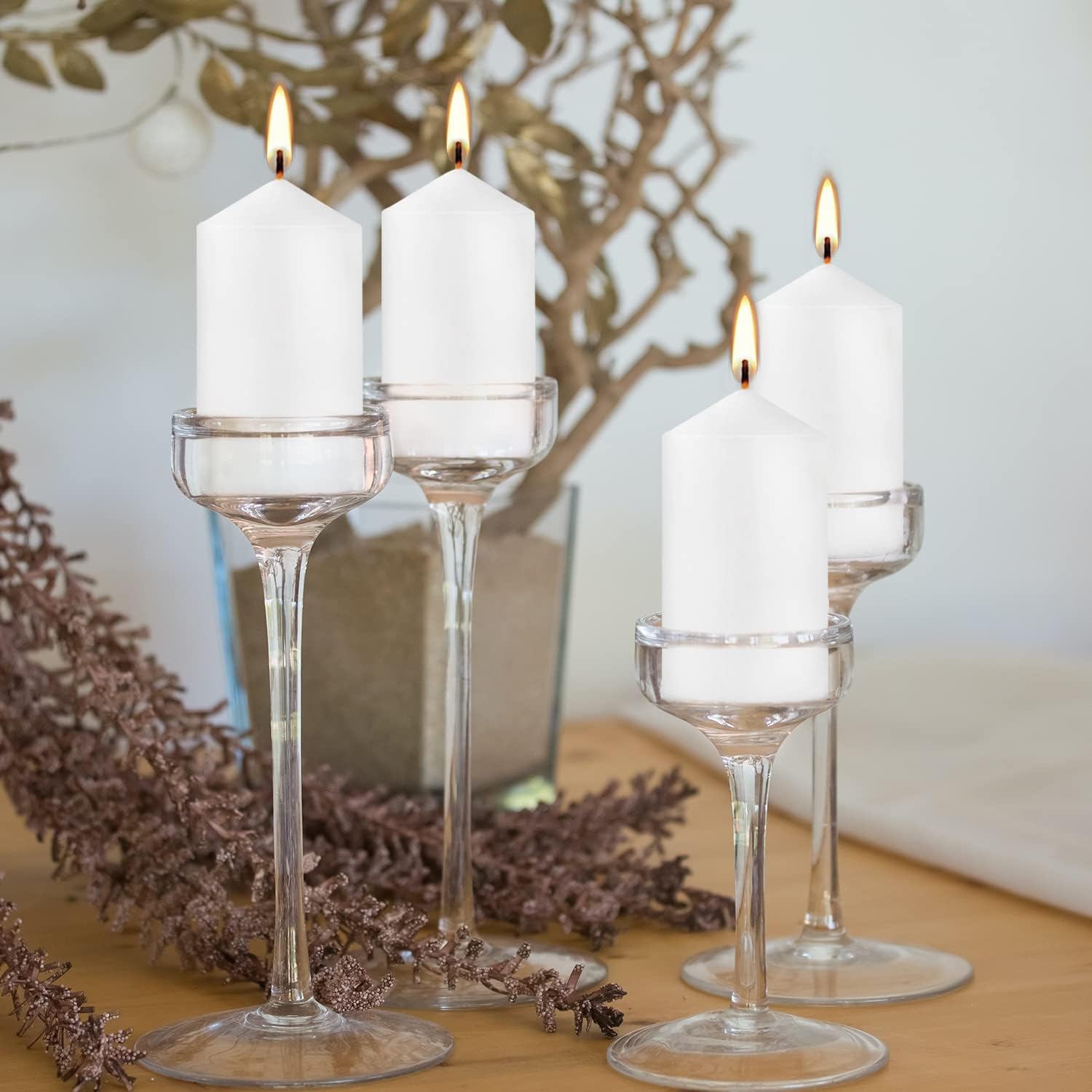YOROXRG unscented 2x4 white pillar candles for clean indoor lighting