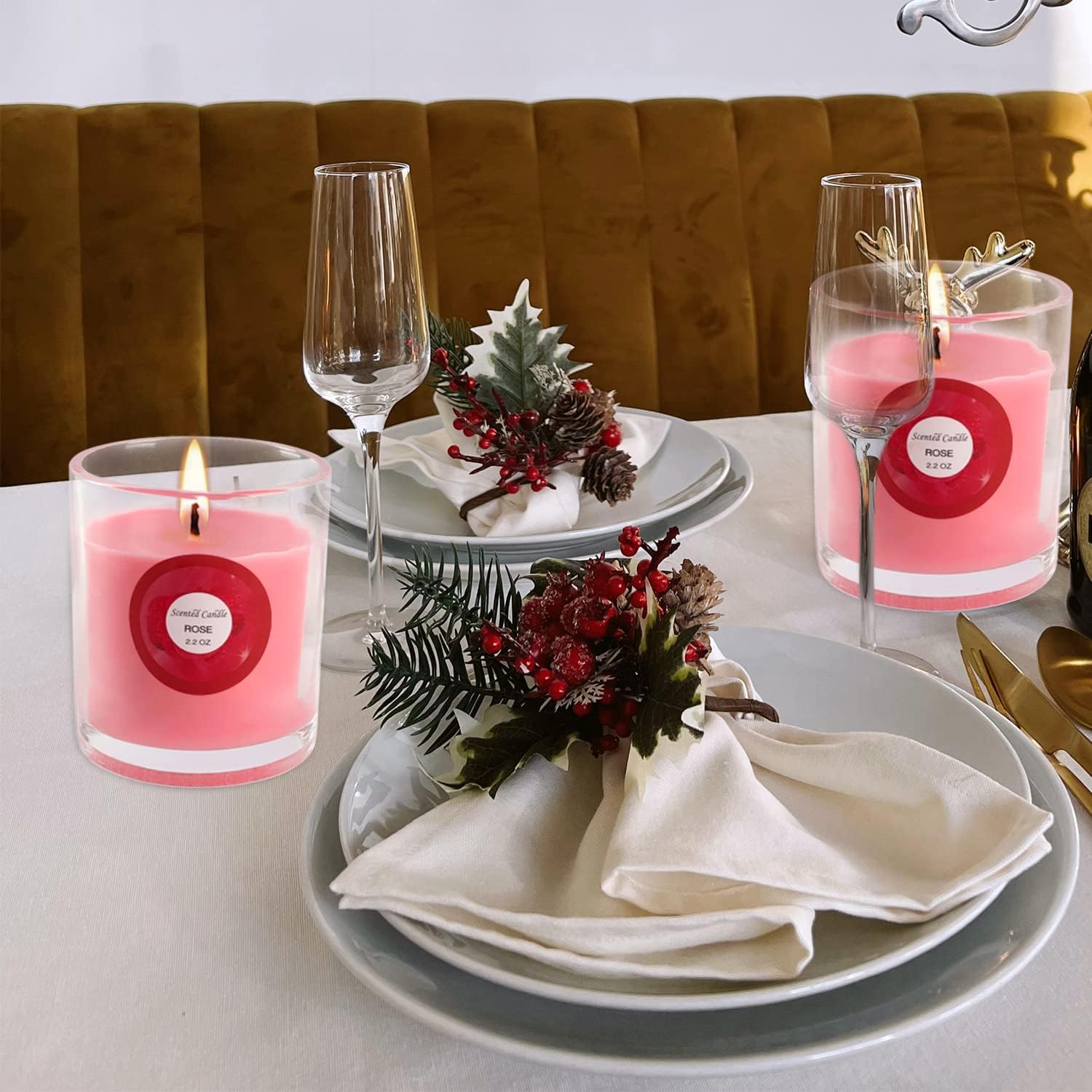 YOROXRG rose candle in glass jar for romantic aroma.
