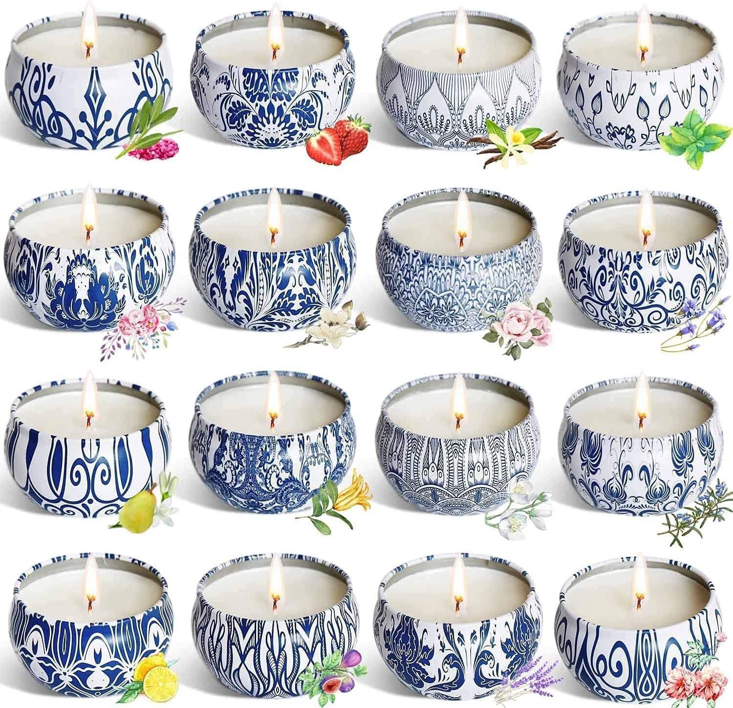 YOROXRG 16-pack scented candles box, gift-ready with varied fragrances.