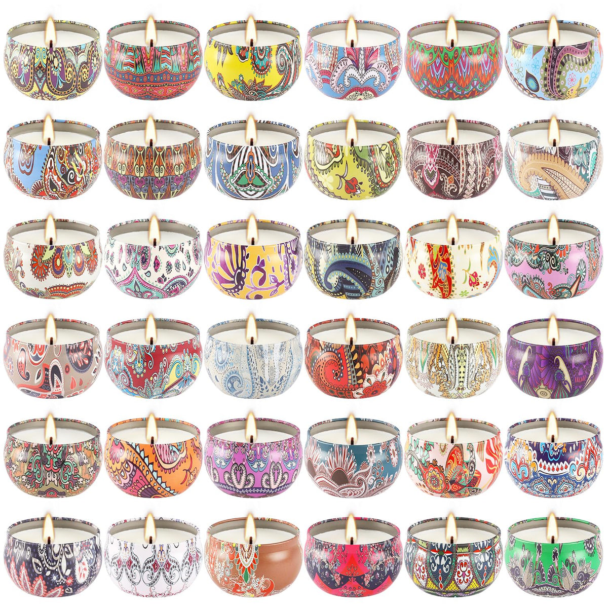 YOROXRG scented candles 36-pack travel tin front view for vibrant home fragrance