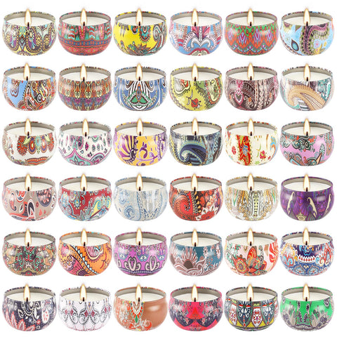 YOROXRG scented candles 36-pack travel tin front view for vibrant home fragrance