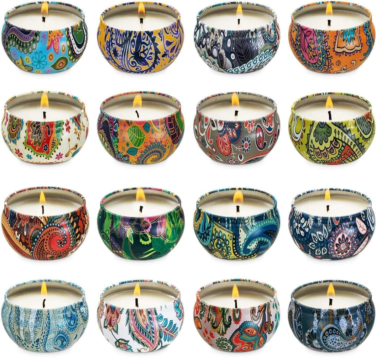 YOROXRG set of 16 scented candles for cozy ambience with diverse fragrances.