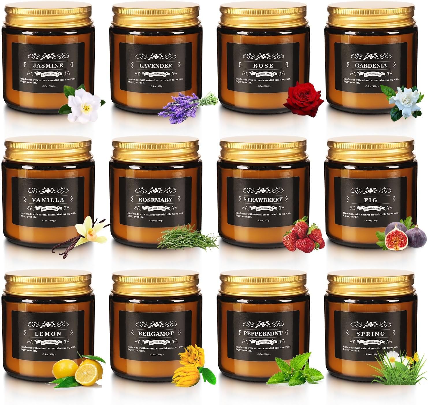 YOROXRG soy wax candles with natural essential oils for clean burning.