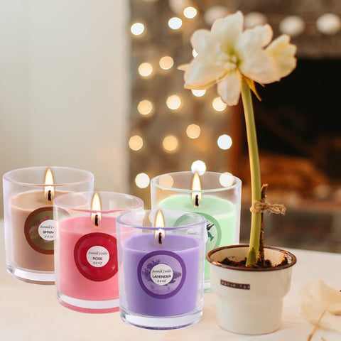 YOROXRG vanilla candle in glass jar for warm ambiance.