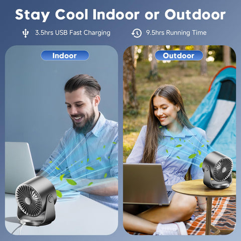 YOSHENMO desk fan tilted 105 degrees for directed airflow