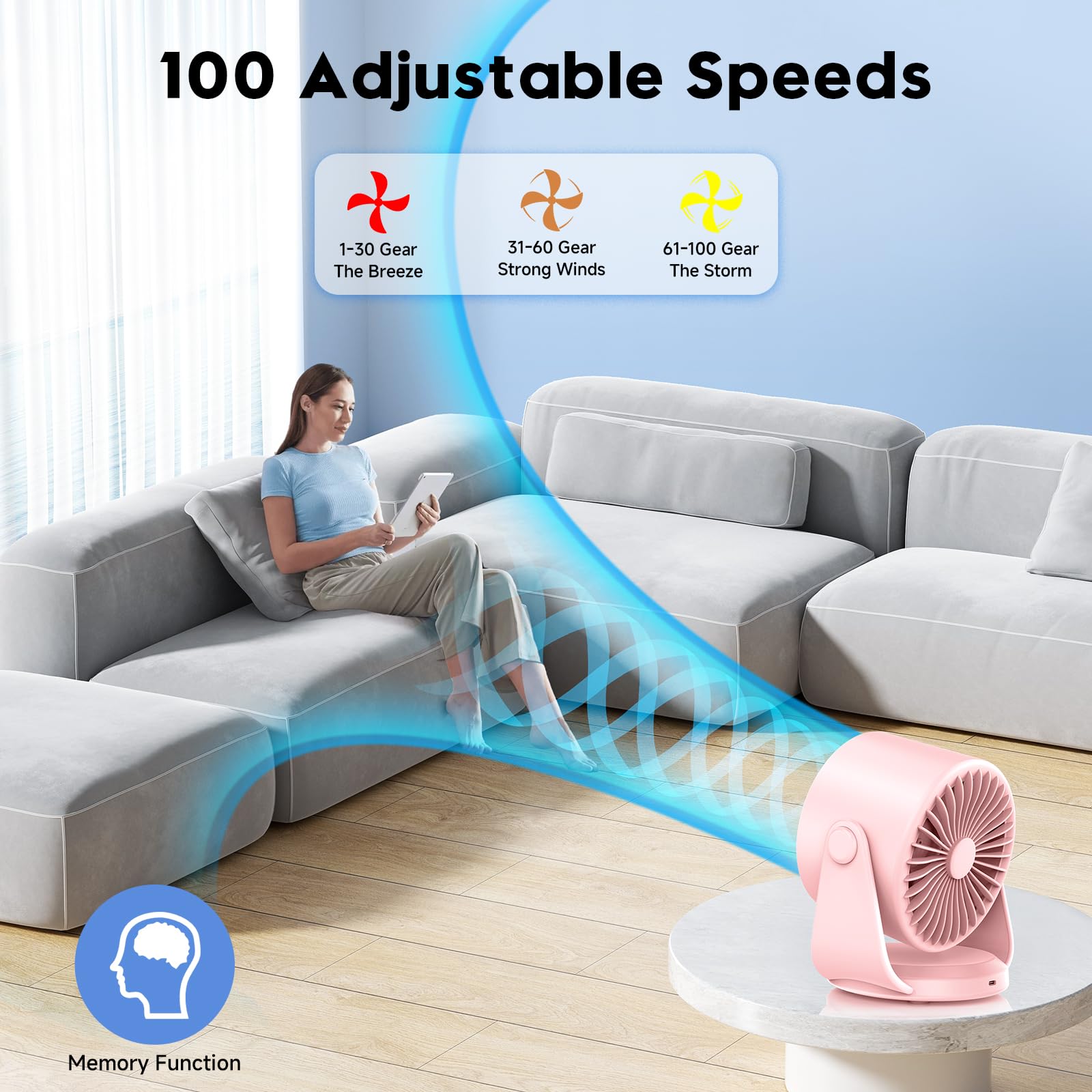 YOSHENMO portable nightstand fan ideal for travel and dorms