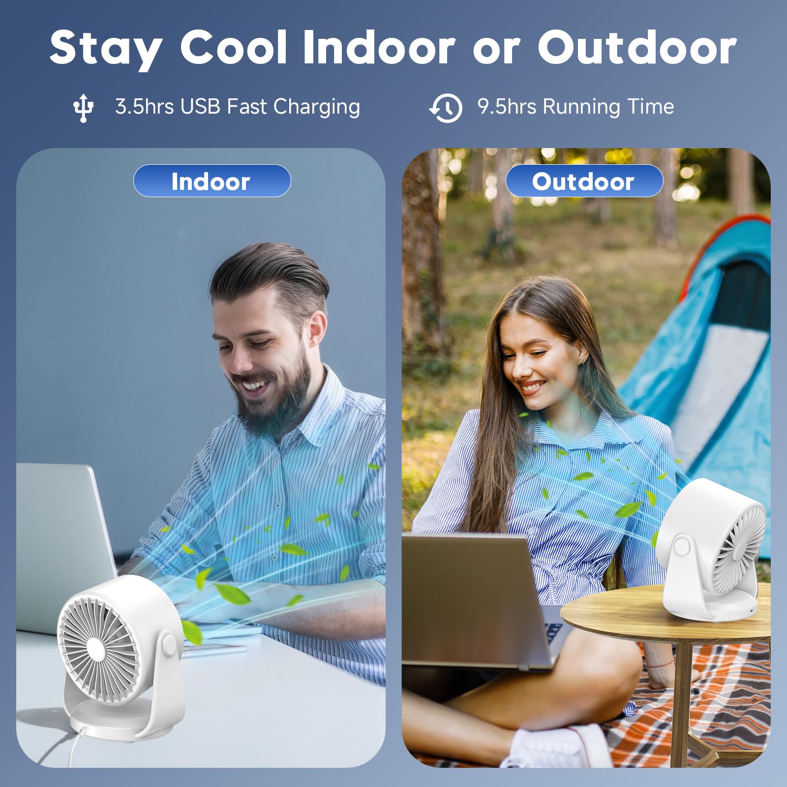 YOSHENMO desk fan with digital display for easy speed monitoring.
