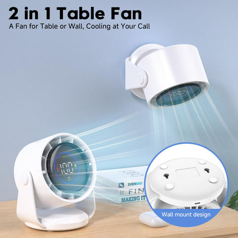 YOSHENMO desk fan side view shows slim profile for bedside use.
