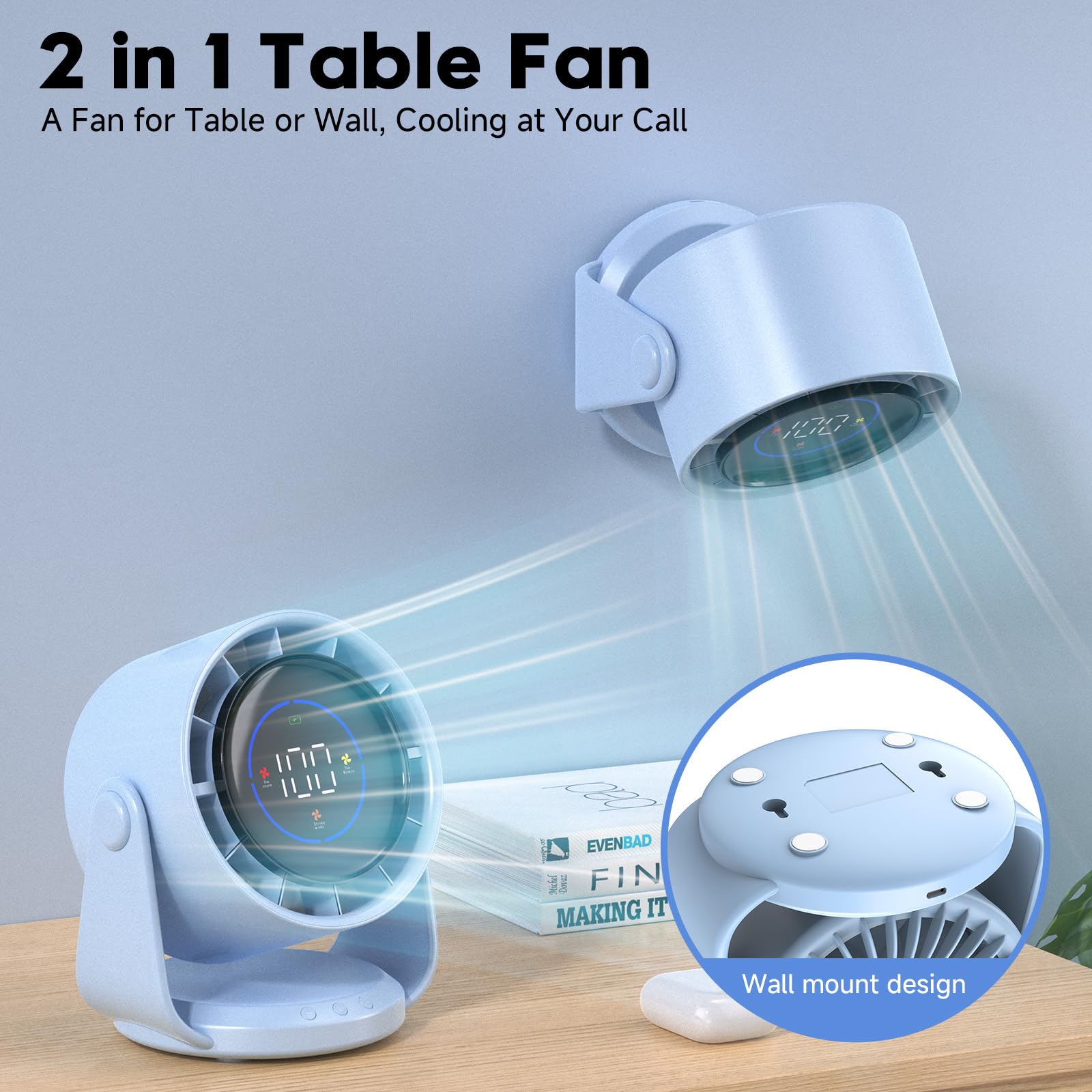 YOSHENMO desk fan tilted 105 degrees for versatile airflow