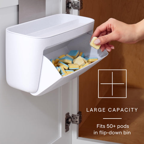 Close-up of DoorStash bin opening for easy pod access and refills
