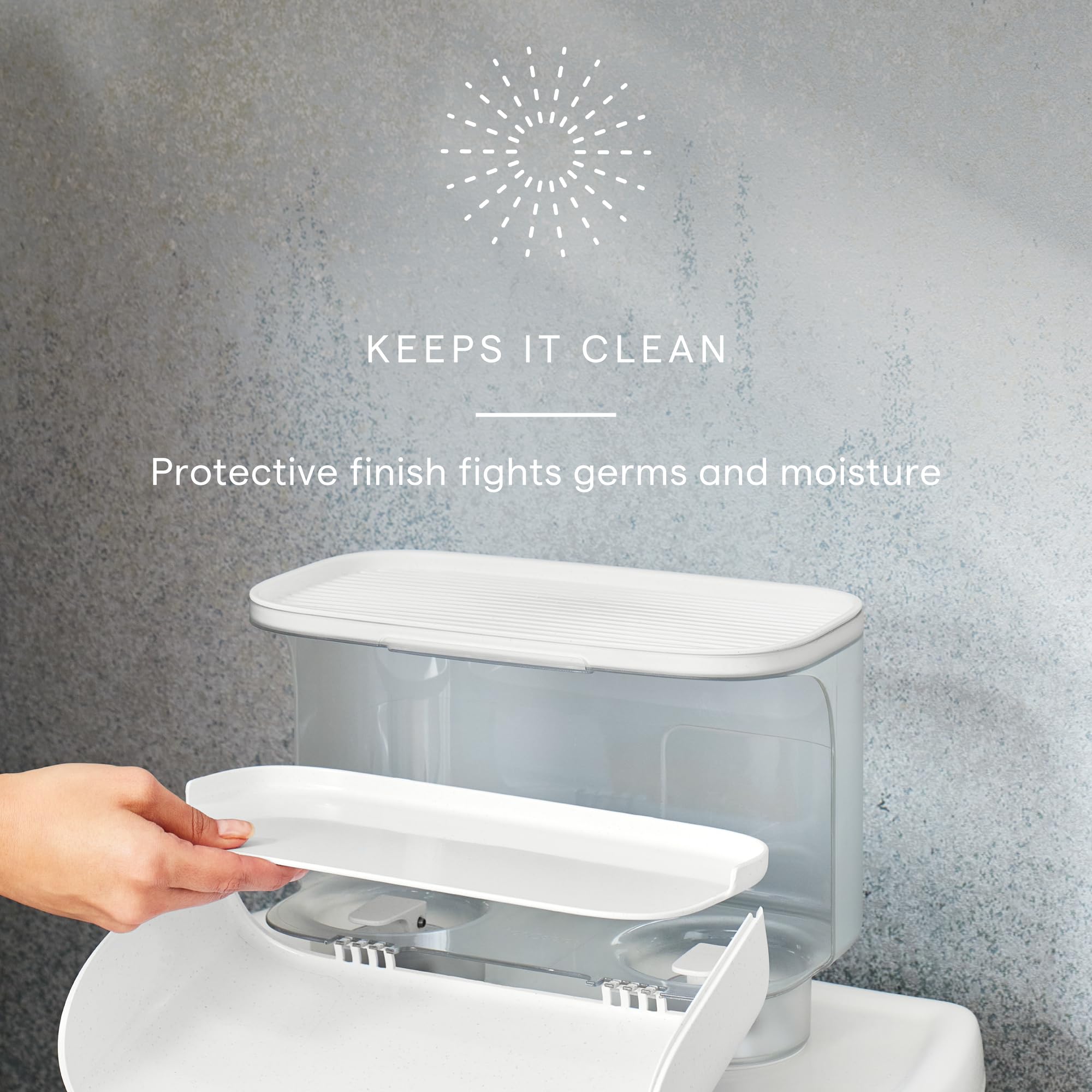 YouCopia Hideaway Toilet Cabinet with door open for easy access to hidden storage.