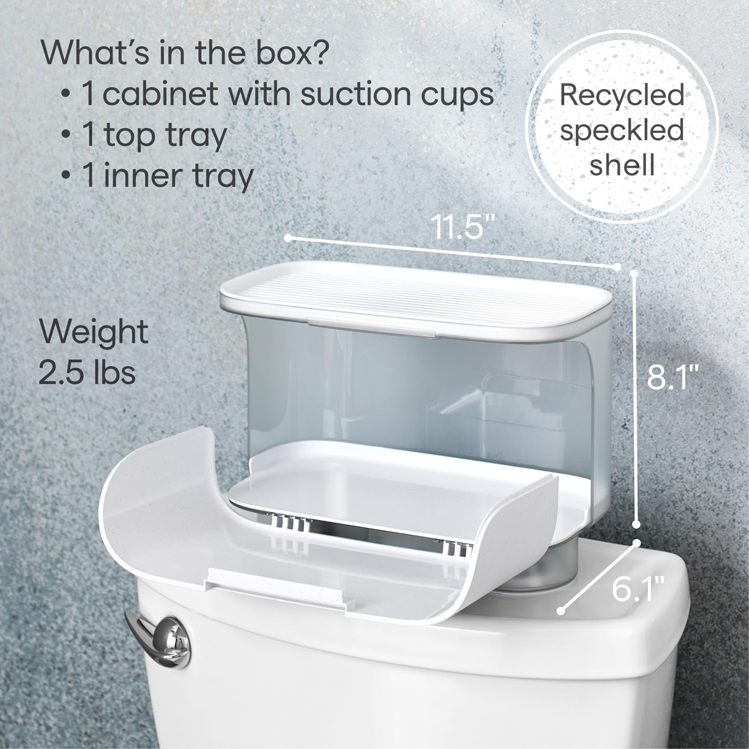 YouCopia Hideaway top tray and interior space organized for paper and wipes.