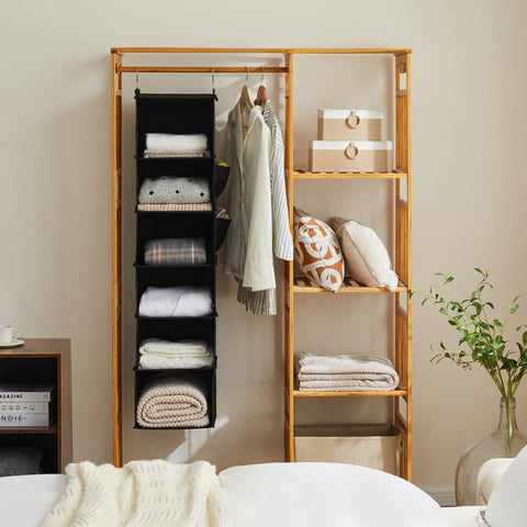 YOUDENOVA six-shelf unit installed in a closet maximizes vertical storage.