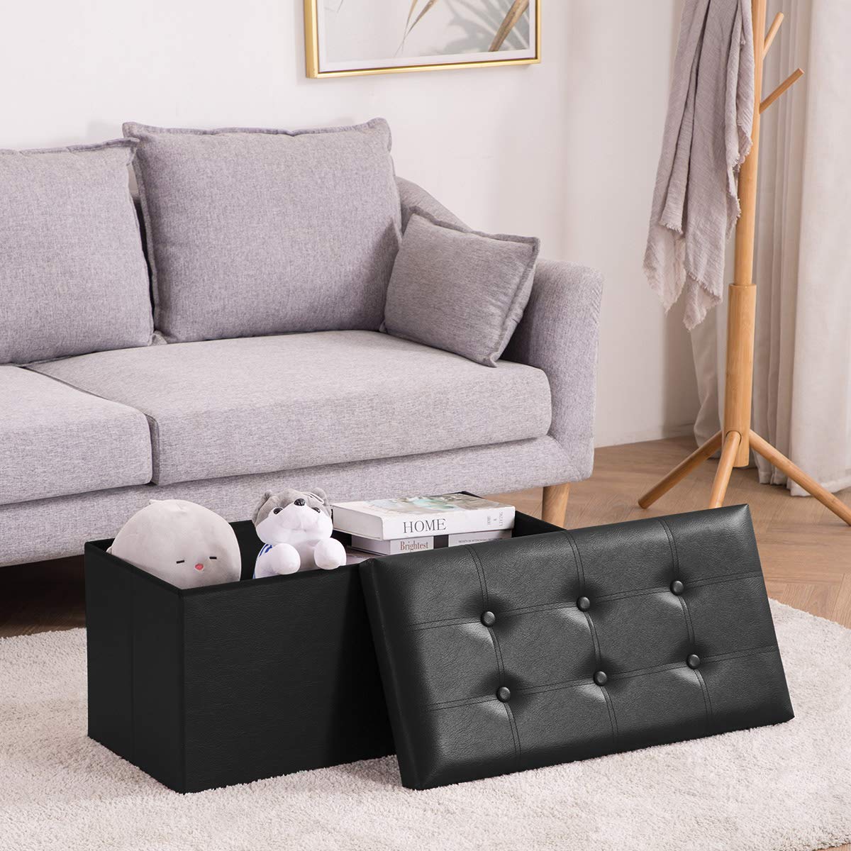 Youdesure multi-function storage stool doubles as footrest and seat.