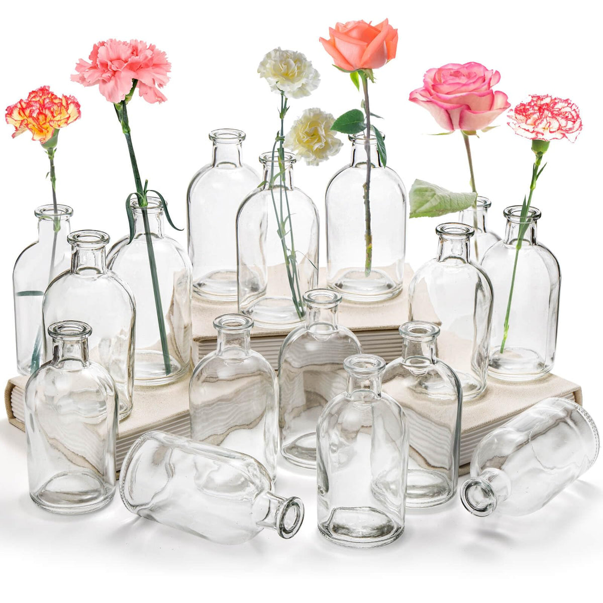 YOUEON 16-pack clear glass bud vases for versatile centerpieces
