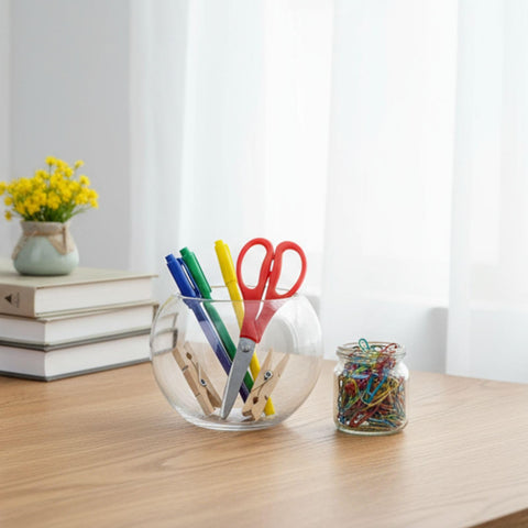 Youeon vase on desk adds a minimalist focal point for workspaces.