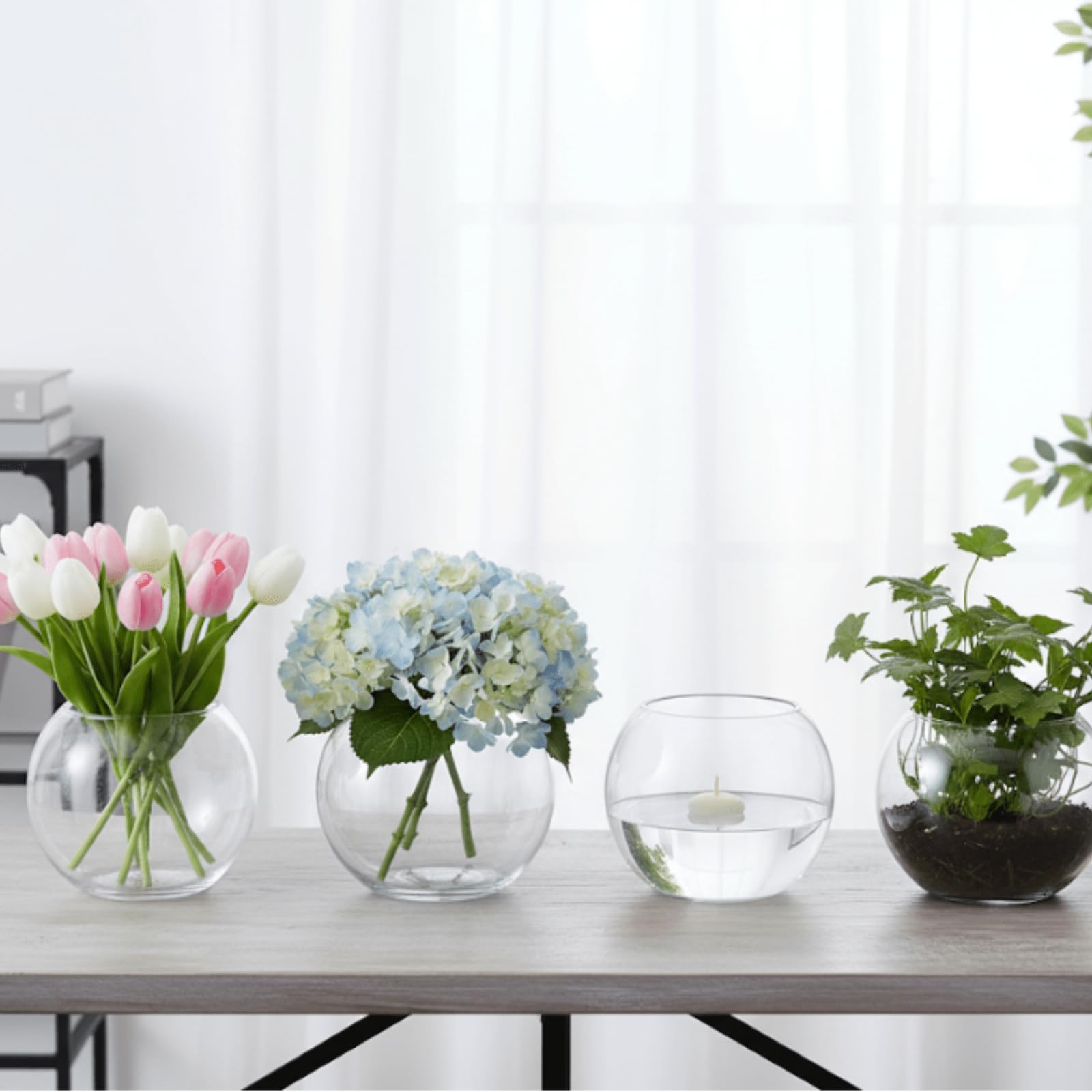 Youeon globe flower vase versatile for fresh blooms or dried arrangements.