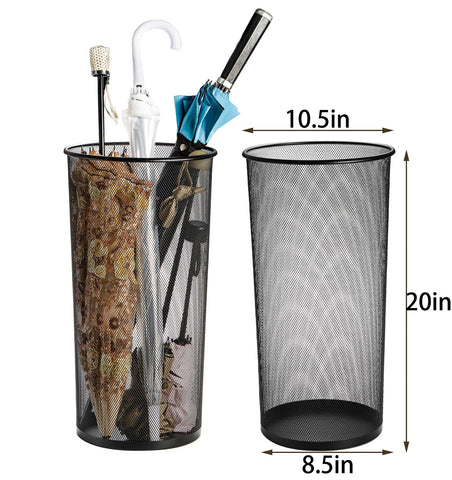 Youeon umbrella stand stands 20 inches tall for easy reach and vertical storage.