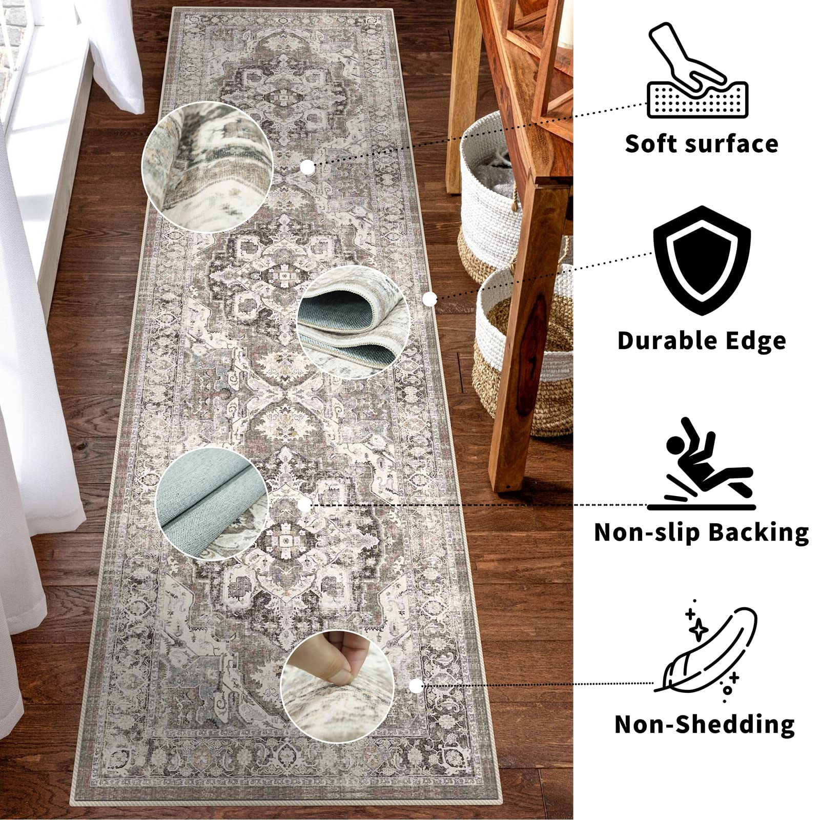 YOUFORTONG farmhouse style rug complements rustic interiors.