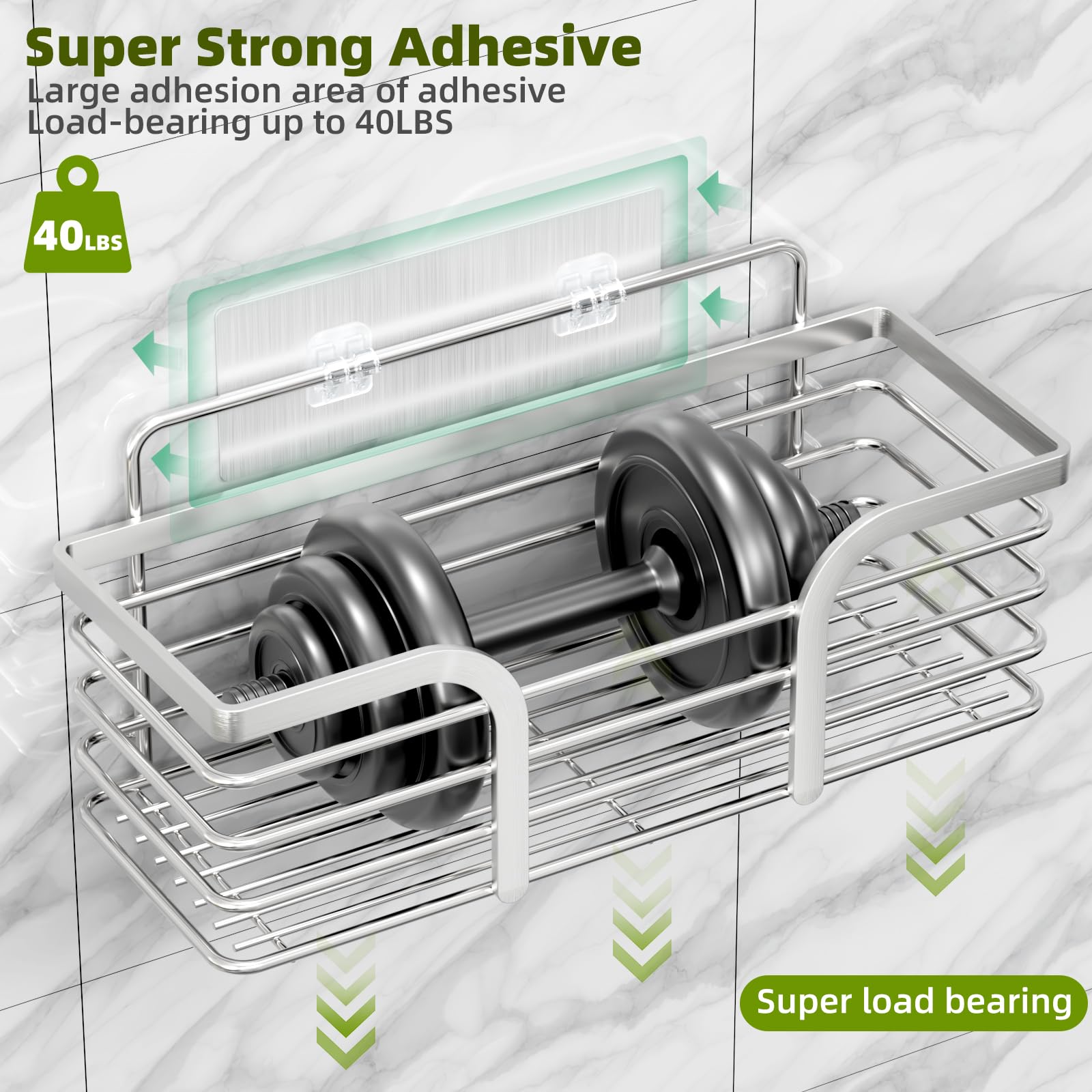 Yougai shower caddy three-pack adhesive shelves with precise sizes.
