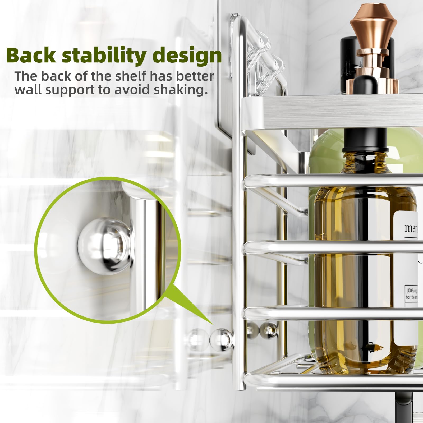 Yougai shower caddy no-drill install with removable hooks for damage-free setup.