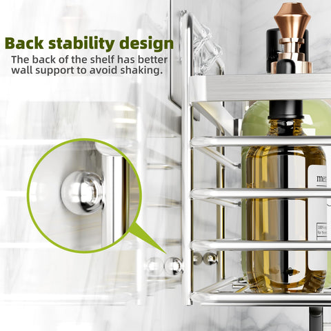 Yougai shower caddy no-drill install with removable hooks for damage-free setup.