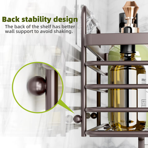 Yougai no-drill installation brown keeps bathrooms damage-free and tidy.