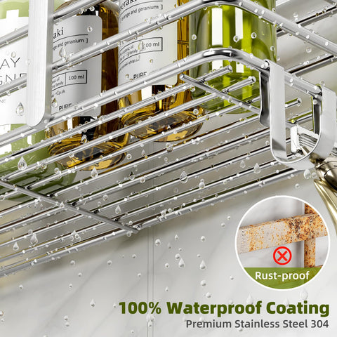 Yougai shower caddy strong adhesion up to 40 pounds keeps shelves secure.