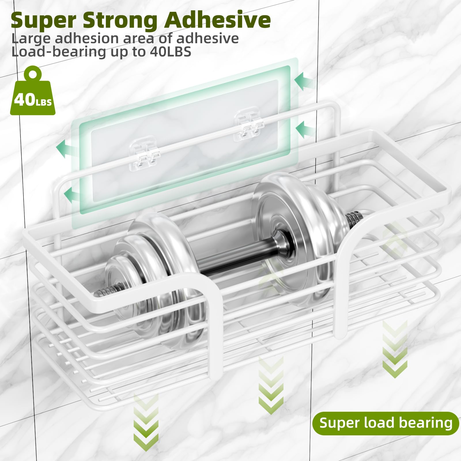 Yougai shower caddy three-pack image demonstrates compact shelves for bathroom essentials