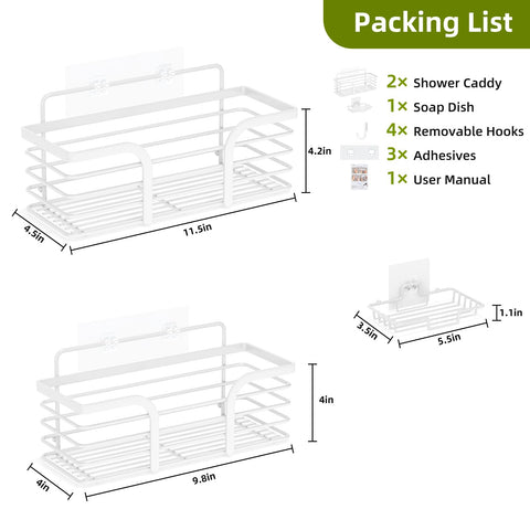 Yougai shower caddy wall-mount displays durable storage on smooth surfaces