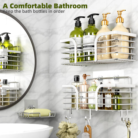Yougai shower caddy stainless steel construction remains rustproof and waterproof for years.